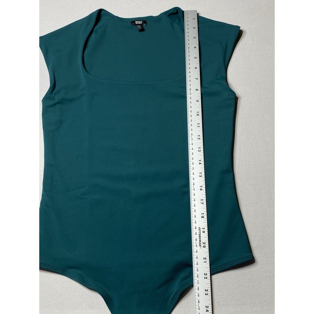 Express Body Contour High Compression Bodysuit Womens M Green Scoop Neck - Picture 5 of 8